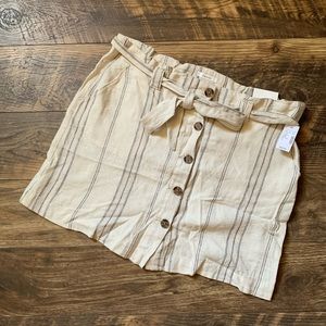 High Rise Striped Linen Skirt